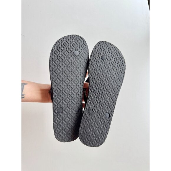 TORY BURCH Kira Black Snake Gold Logo Medallion Rubber Thong Flip Flops, Size 10 - Picture 4 of 5